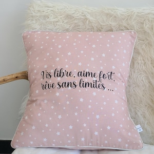 Funda de cojín con mantra, funda de almohada, frase positiva, regalo de yoga, cita inspiradora, rosa, estrellas