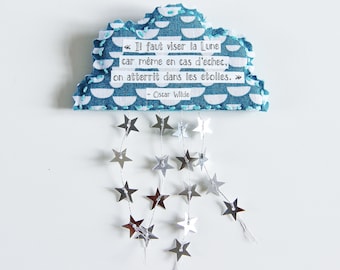 Cloud-Shaped Brooch, Fabric Brooch, Star-Shaped Brooch, Gift For Women, Silver, Inspirational Brooch, Quote Brooch, Original Brooch