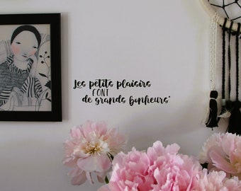 Positiver Aufkleber, Französischer Spruch, Wanddekor, Kunst Inspirierendes Zitat Wandaufkleber, Zitate Dekoration Wandaufkleber, Grands Bonheurs