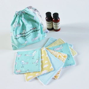 7er Set Abschminktücher, wiederverwendbare Abschminktücher, Baby Feuchttücher, wiederverwendbare Abschminktücher, Geschenkidee, Muttertag, Vogel, Abschminktücher