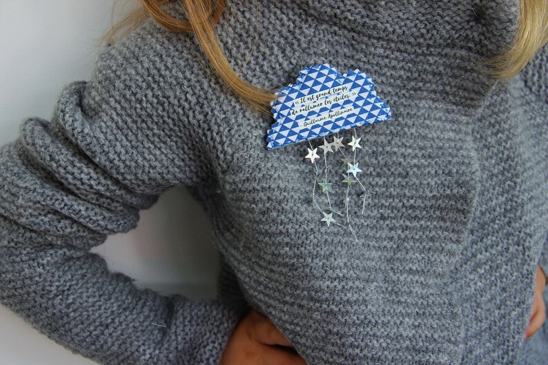 Inspirational Brooch Original Brooch Gift For Women Quote Brooch Cloud-Shaped Brooch Star-Shaped Brooch Fabric Brooch Silver