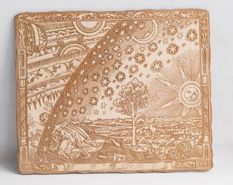 Flammarion engraving, laser woodcut engraving /Wall art Classic esoteric engraving