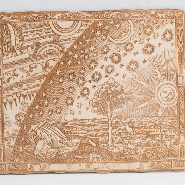 Flammarion engraving, laser woodcut engraving /Wall art Classic esoteric engraving