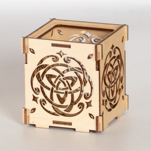 Triquetra Celtic Spirit Wooden Shadow lantern Candle Holder / Celtic art Sacred geometry Wood tealight holder image 2