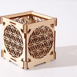 Flower of Life  wooden tealight Shadow lantern- Seed of Life Sacred geometry Candle Holder