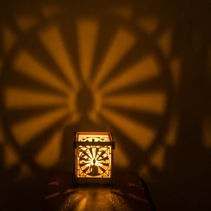 Buddha Enlightened wisdom wooden tealight Shadow lantern Candle Holder Yoga Meditation Sacred geometry