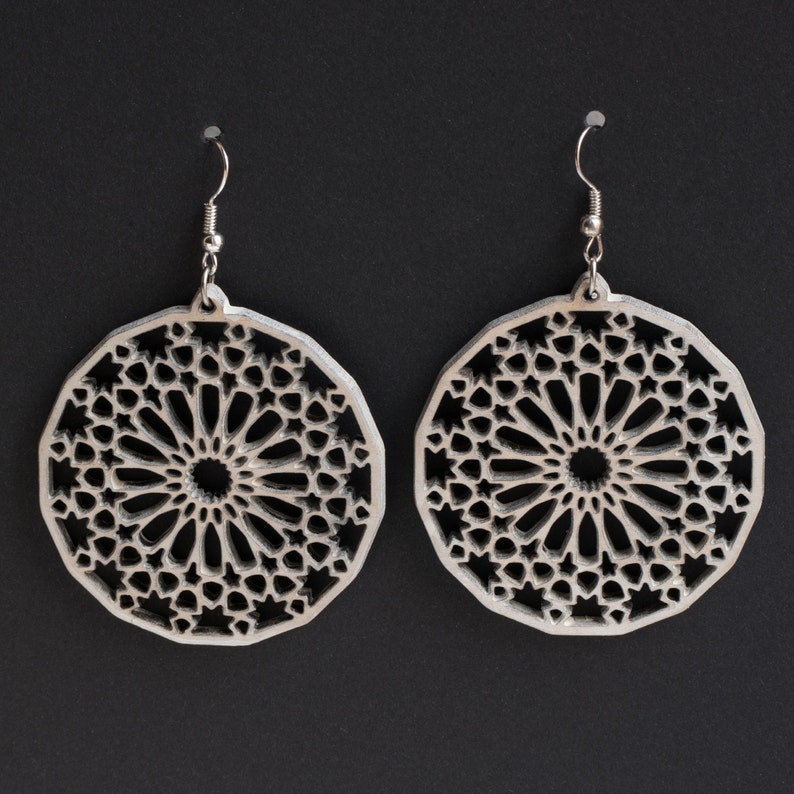 design ABQ001 Arabic style wooden earrings Ethnic Spiritual Wood cut earrings Hippie Boho Style Wisdom and Beauty earrings