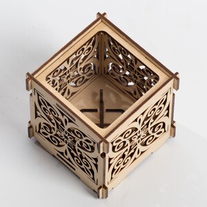 Arabic Floral Morocco pattern Wooden Shadow lantern Candle Holder Eastern Oriental design tealight holder image 4