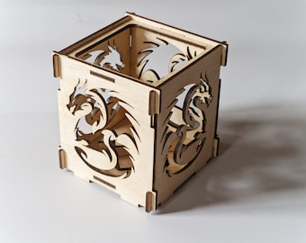 2024 Chinese zodiac Wood dragon wooden tealight Shadow Candle lantern / New Year 2024 gift