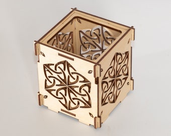 Celtic Knot Spirit Crystal Wooden Shadow lantern Candle Holder / Celtic art Sacred geometry Wood tealight holder