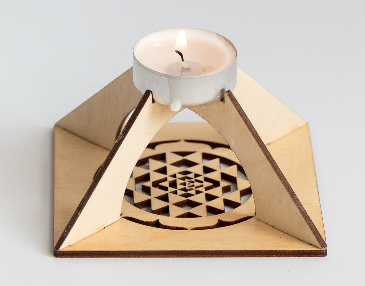 Wooden Sri Yantra Tealight Pyramid Energy Harmonizer and Etsy UK