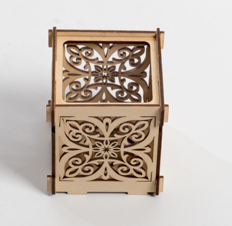 Arabic Floral Morocco pattern Wooden Shadow lantern Candle Holder Eastern Oriental design tealight holder image 5