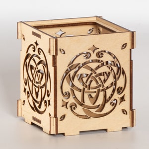 Triquetra Celtic Spirit Wooden Shadow lantern Candle Holder / Celtic art Sacred geometry Wood tealight holder image 4