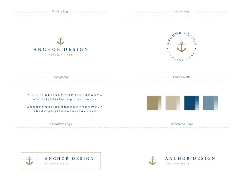 Anchor Logo Premade Anchor Branding Mini Branding Set Mini Etsy