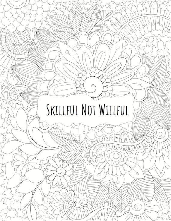 Skillful Not Willful DBT Coloring Page - Etsy Finland