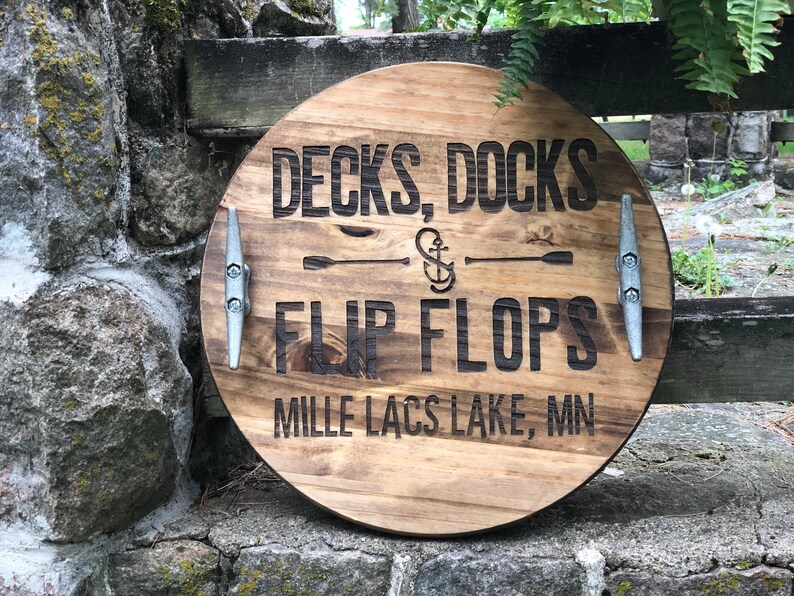 Decks Docks & Flip Flops Centerpiece Mille Lacs Lake Custom Etsy