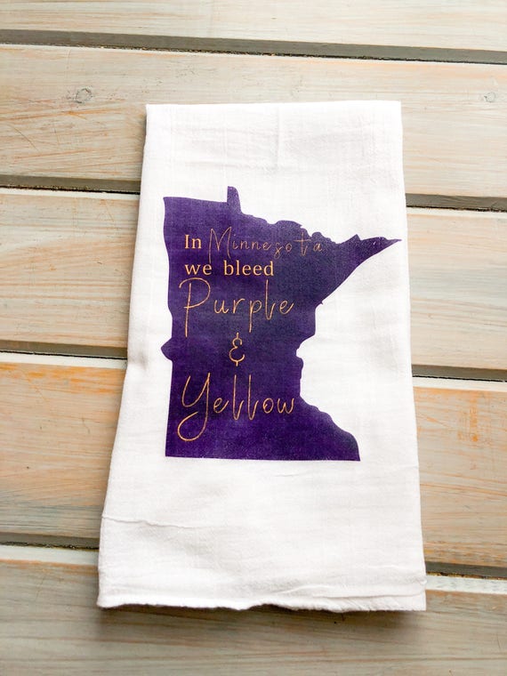 In Minnesota We Bleed Purple And Yellow Kitchen Towel Etsy