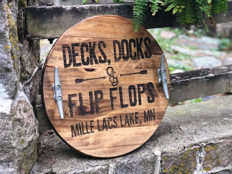 Decks Docks & Flip Flops Centerpiece Mille Lacs Lake Custom Etsy