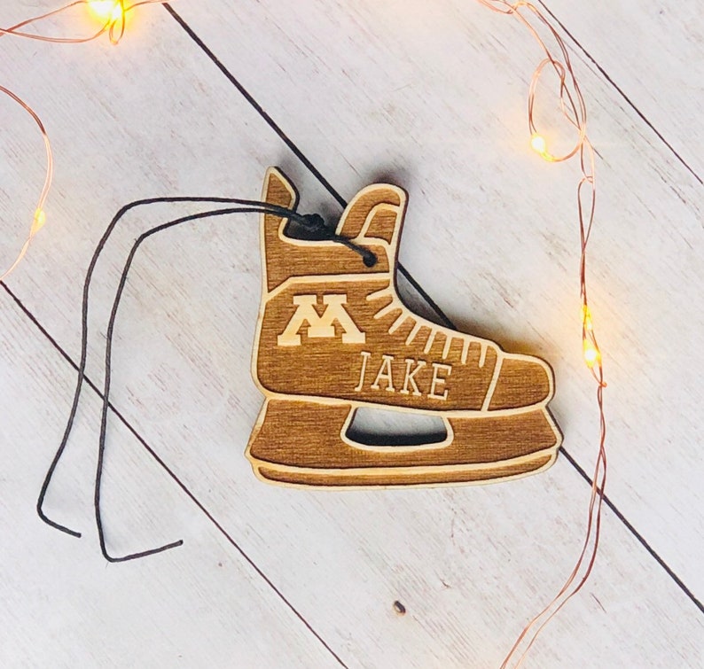 Personalized Wood Hockey Skate Ornament Gift For Hockey Etsy