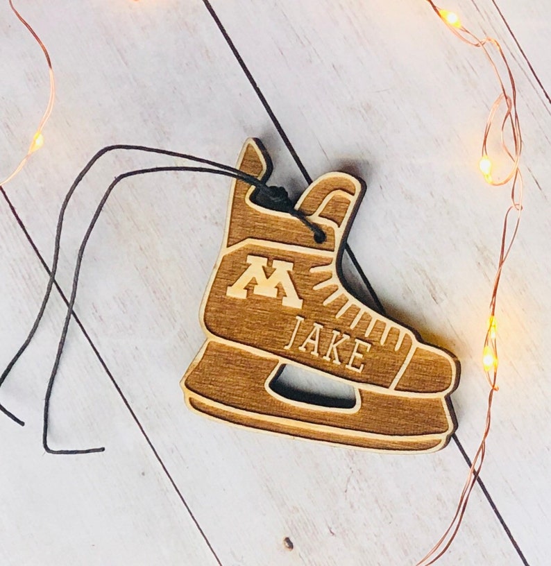 Personalized Wood Hockey Skate Ornament Gift For Hockey Etsy