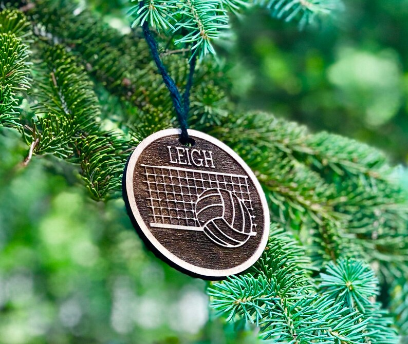 Wood Volleyball Christmas Ornament Personalized Volleyball Etsy