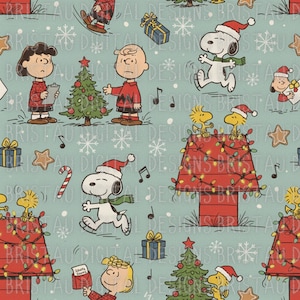 Urlaub Cartoon Hund Nahtlose Muster | Weihnachtswelpe PNG (Digitaler Download)