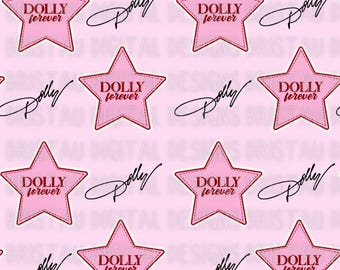 Dolly Forever Seamless Pattern: Pink Retro Star Design (Digital File)