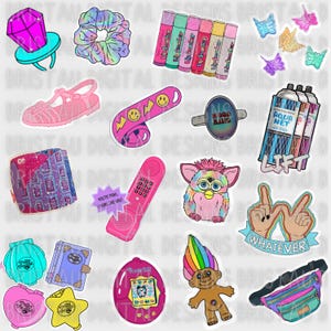 90s Girly Seamless Pattern: Retro Nostalgia (PNG Digital Download)