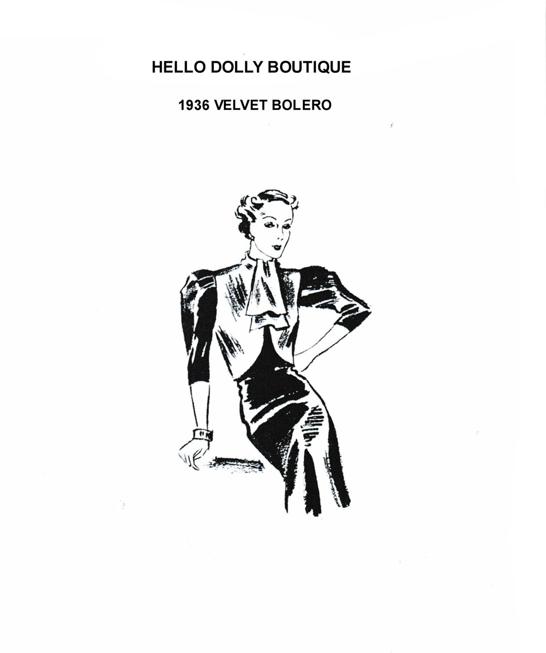 Hello Dolly Boutique 1936 Velvet Bolero Tyler Tonner New PDF Etsy