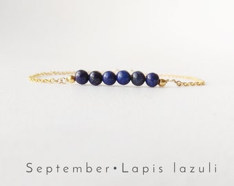 Dainty Lapis Lazouli Bracelet- Cadeaux de naissance de septembre pour elle- Skinny Stacking Bracelet- Blue Lapis Lazouli Gemstone Jewelry