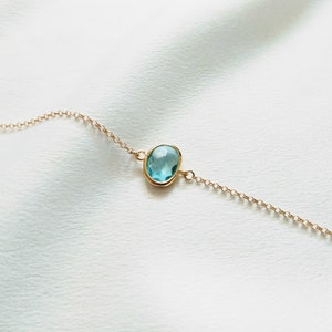 Zierliches Aquamarin Kristall Armband - März Geburtstag Kristall - Geburtsstein Armband - Schichtarmband - Geschenk für Sie - 14k Gold Filled Armband