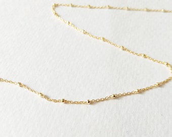 Satellite Beaded Chain- Dew Drops Layering Necklace- Dainty Beaded Necklace -Minimal Beaded Necklace-Satellite Choker- Delicate Necklace