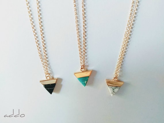 Turquoise Necklace- Triangle Necklace-Geometric Necklace-14k Gold Filled Necklace-Minimalist Jewelry-Bestfriends Necklace Gift