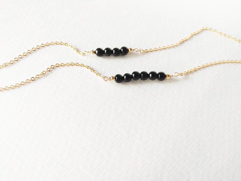 Black Onyx Necklace Silver Filled Layered Necklace Beaded Necklace 14k Gold Filled Bestfriend Gift Choker Necklace Girlfriend gift