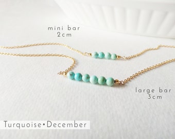 Personalized Birthstone Necklace-Turquoise December Gem, Birthday Beaded Necklace- Christmas Gift