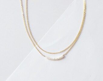 SET Pearl Bar-ketting-sierlijke zoetwaterparelketting-bruiloft elegante sieraden-14k gold filled, zilveren ketting-delicate parelketting-