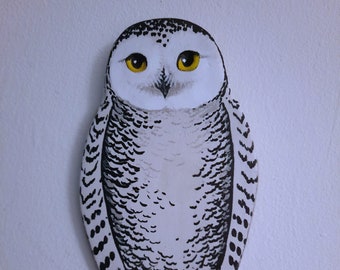 Ceramic snowy owl wall ornament