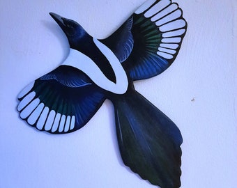 Ceramic flying magpie wall decor