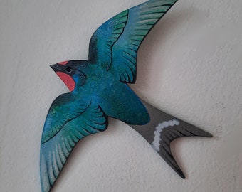 Mini ceramic swallow wall decor