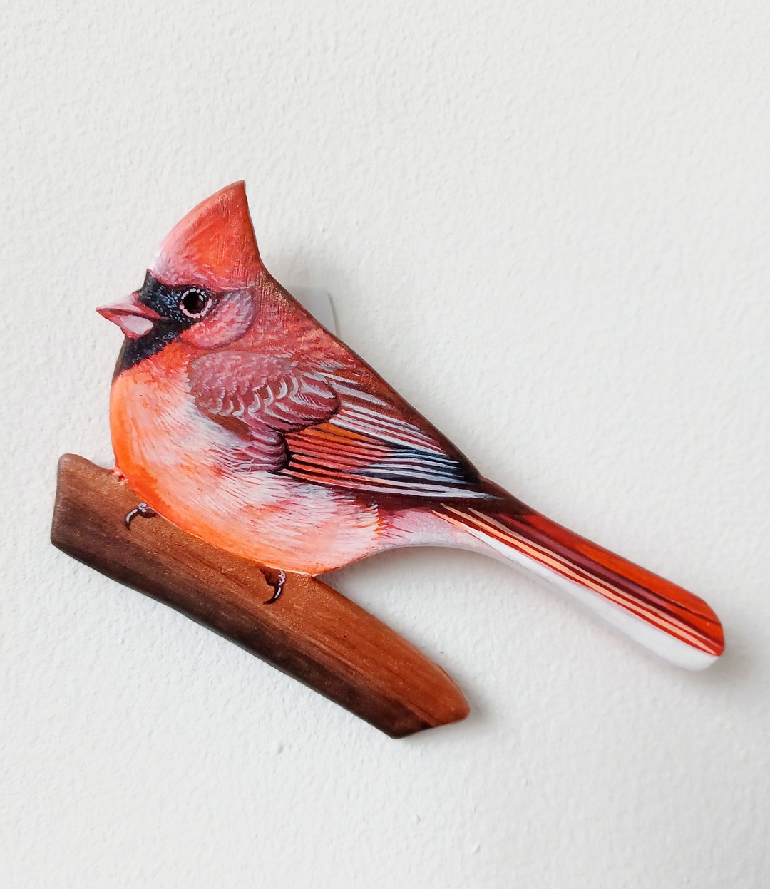 Ceramic Northern Cardinal Bird Wall Decor Etsy UK