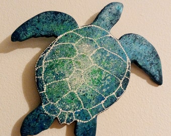 Decorazione murale in ceramica a forma di tartaruga marina