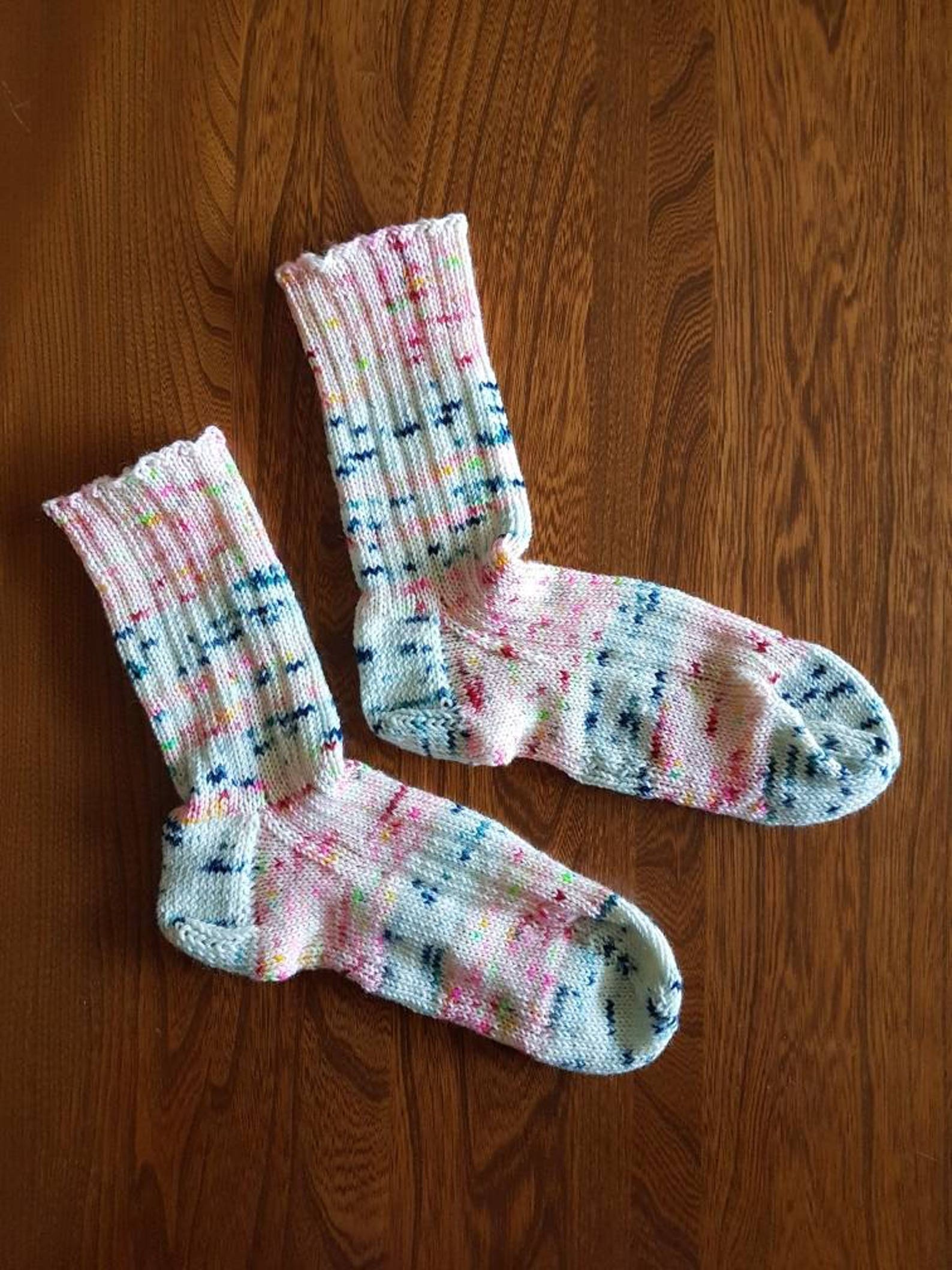 Socks classic ribbed pink and blue striped Etsy