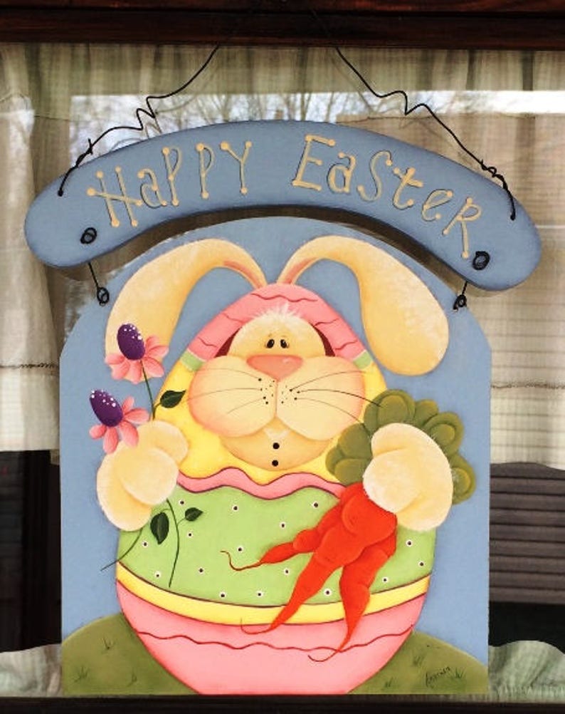 Spring Front Door Hanging Easter Door Welcome Two Welcome Etsy