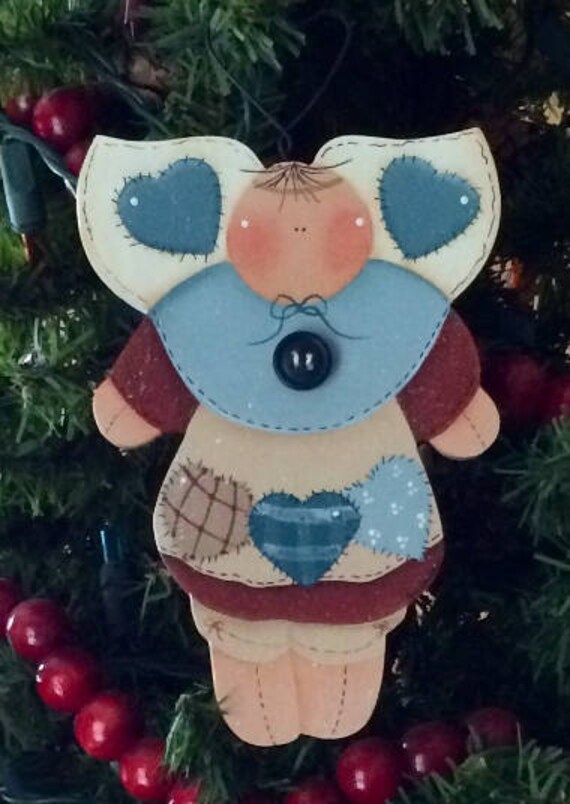 Ornament Angel Hand Painted Wooden Image 0