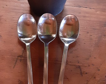 MCM Dansk Set (3) Soup Spoons Tablespoons  Polished Dansk Replacement Stainless Steel Flatware Vintage Dansk Silverware Dansk Flatware