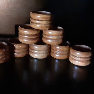 Vintage MCM Set of 8  Wooden Napkin Rings Table settings MCM decor