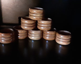 Vintage MCM Set of 8  Wooden Napkin Rings Table settings MCM decor