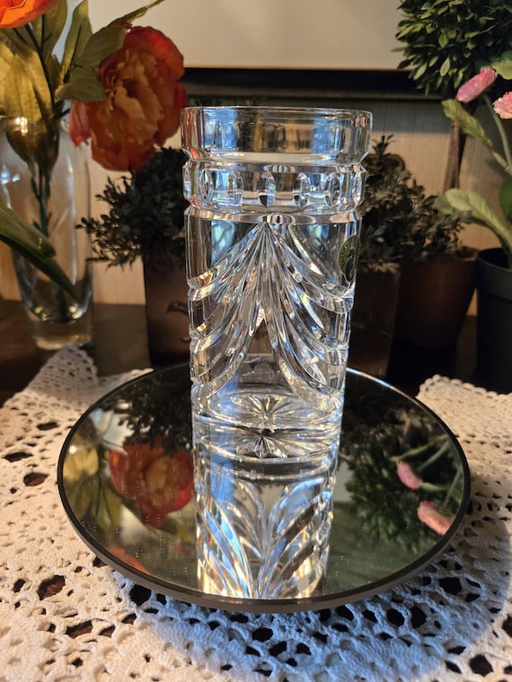 クリスタル花器　ウォーターフォード　 美しいカットクリスタルウォーターフォード花瓶 6インチ ステッカーと