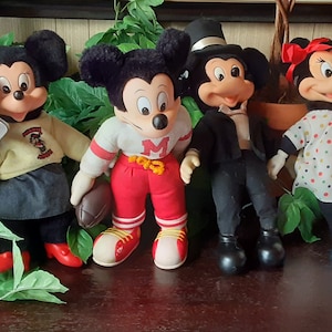 Vintage Applåder Musse och Mimmi Pigg Plyschdockor - 1986 Examensset med 6 bild 1