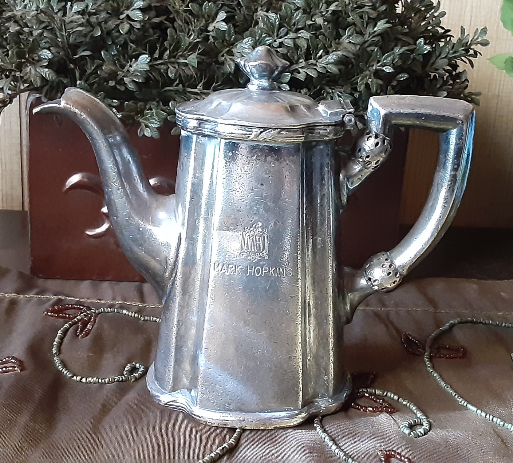 Hotel Silver Reed and Barton Small Teapot Railroad Silver Silver Soldered Silver plated Teapot Tankard Creamer Mark Hopkins Hotel Silver